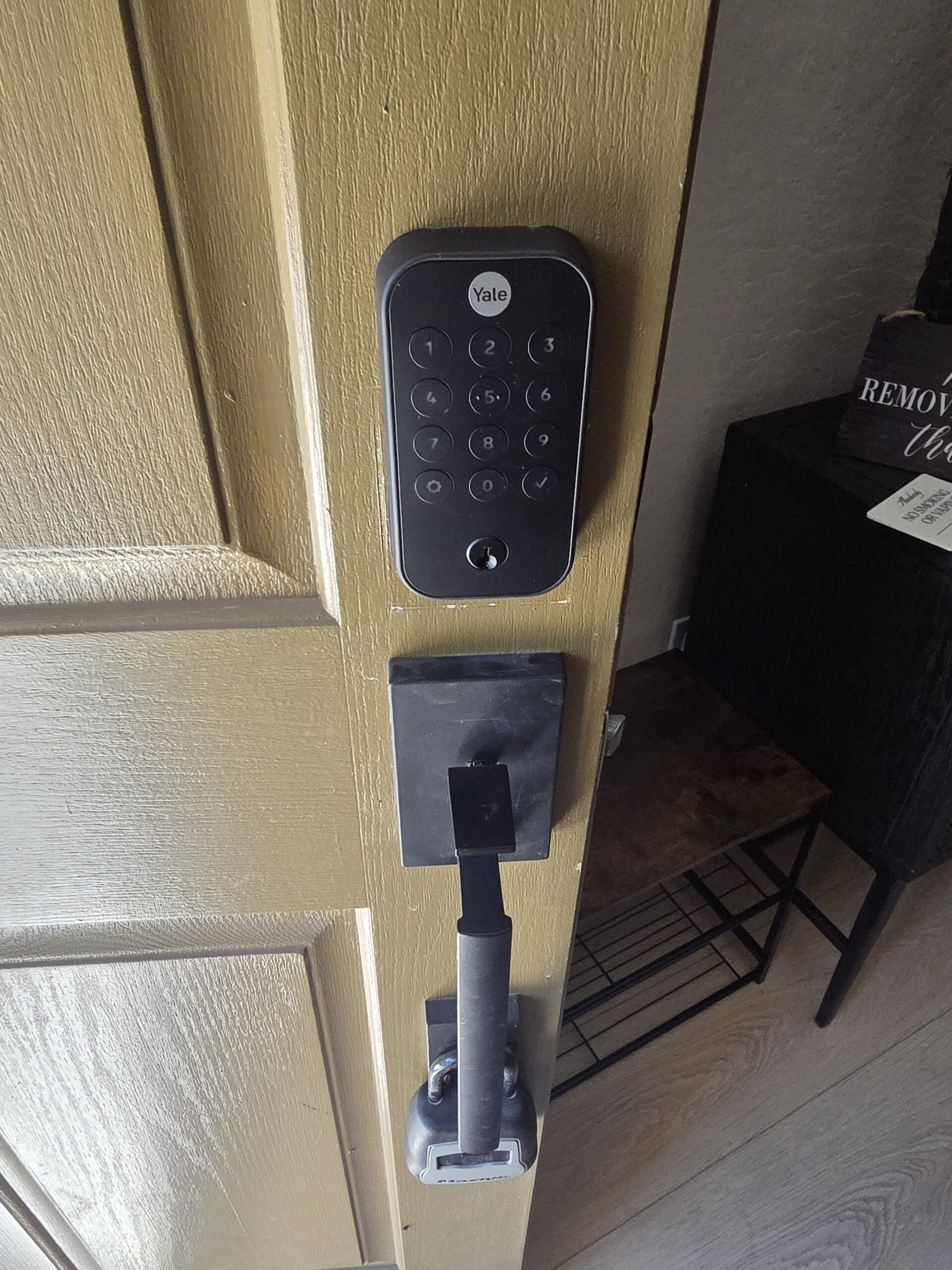 Yale smart lock with keypad on front door